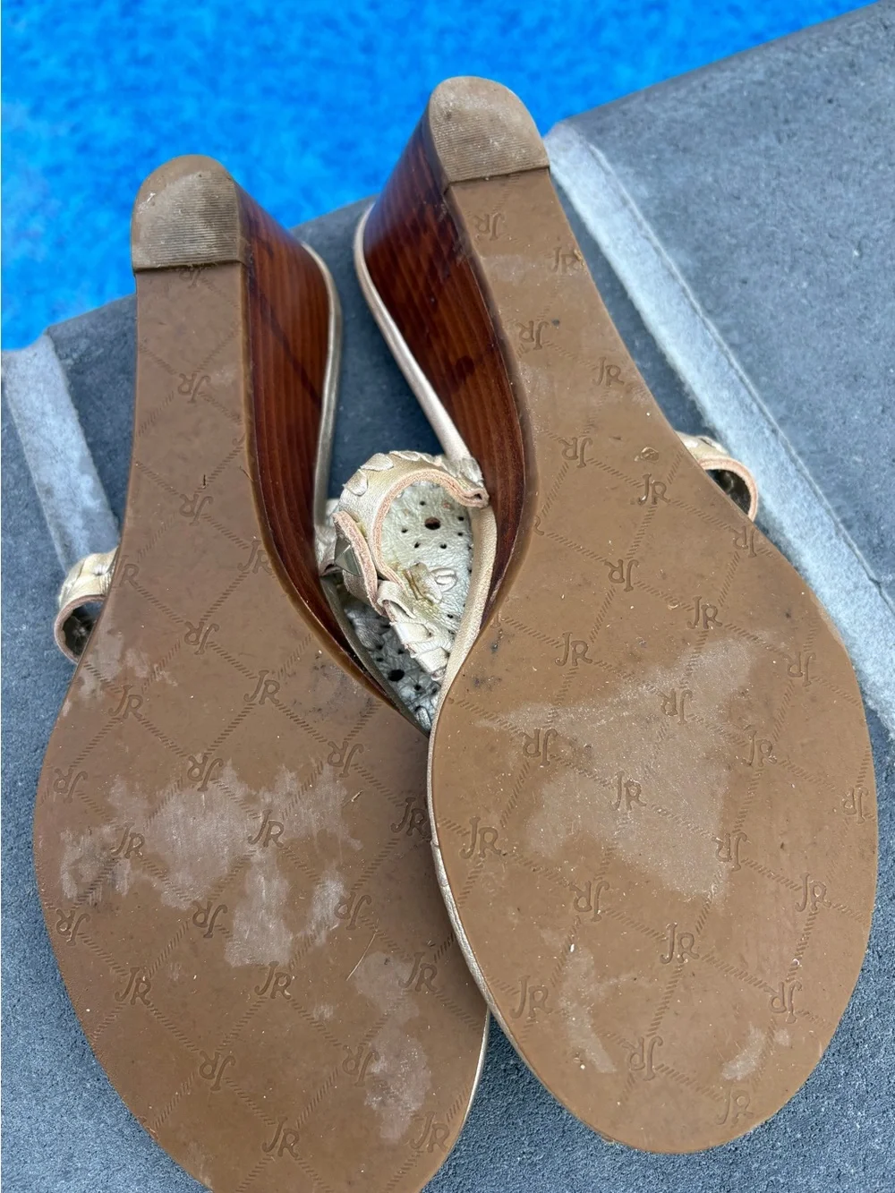Metallic Gold Leather Thong Sandals - Women